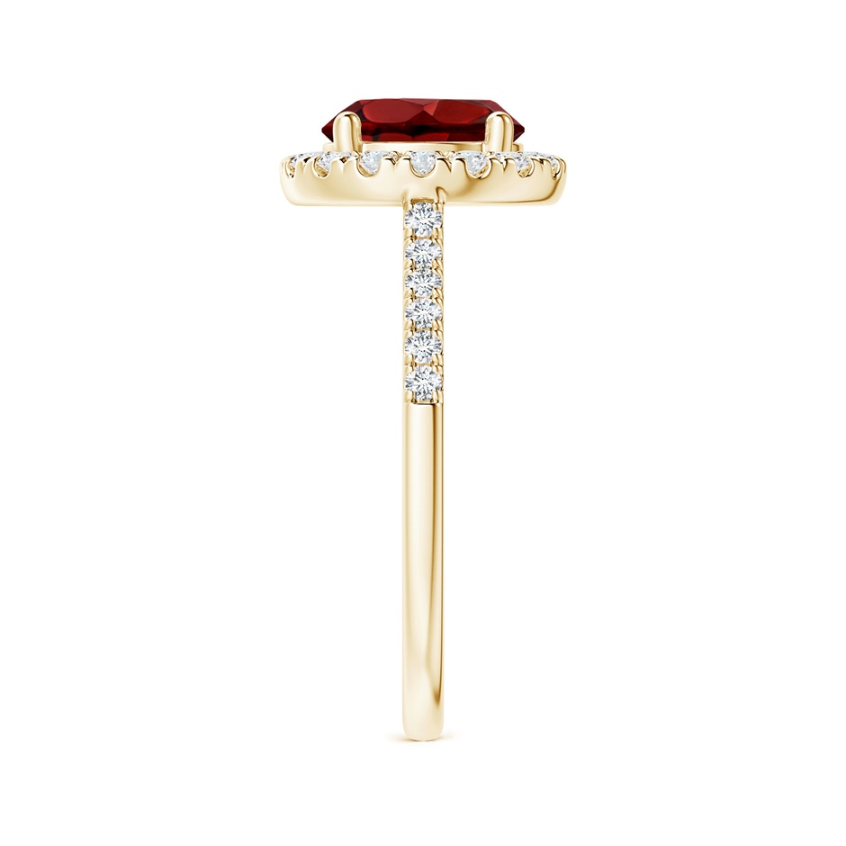 8mm AAAA Round Garnet Halo Ring with Diamond Accents in Yellow Gold side-2