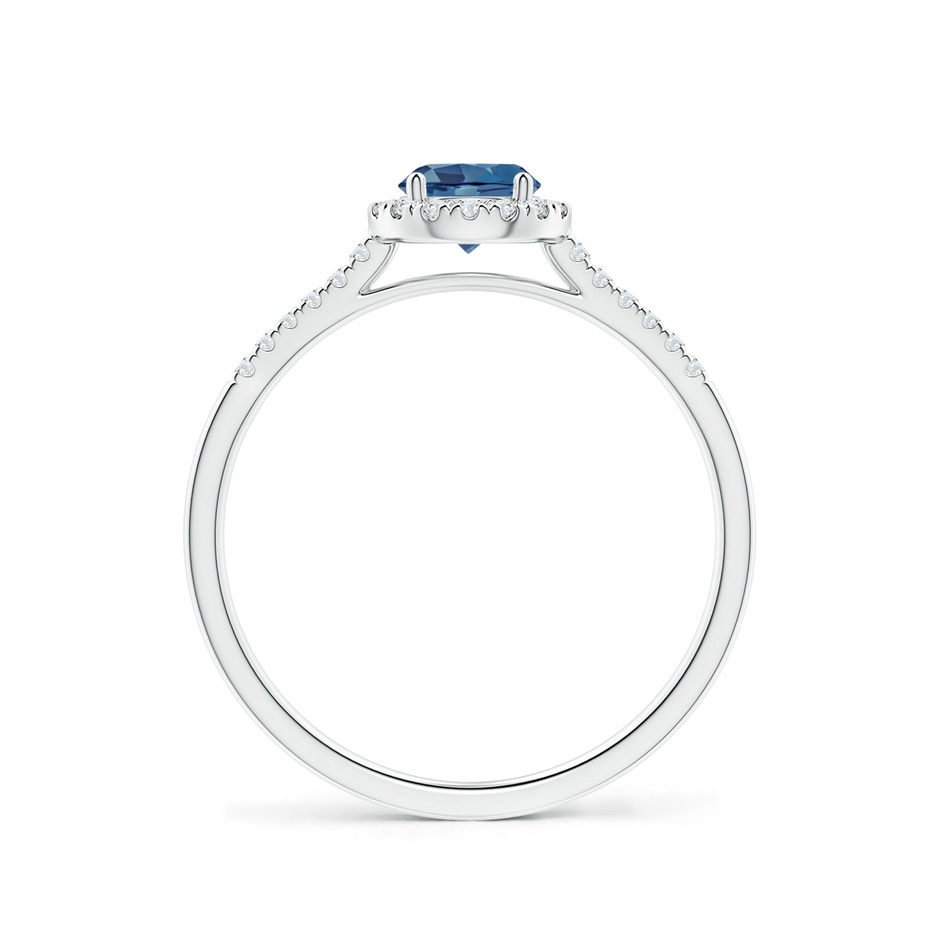 5mm A Round London Blue Topaz Halo Ring with Diamond Accents in P950 Platinum side-1