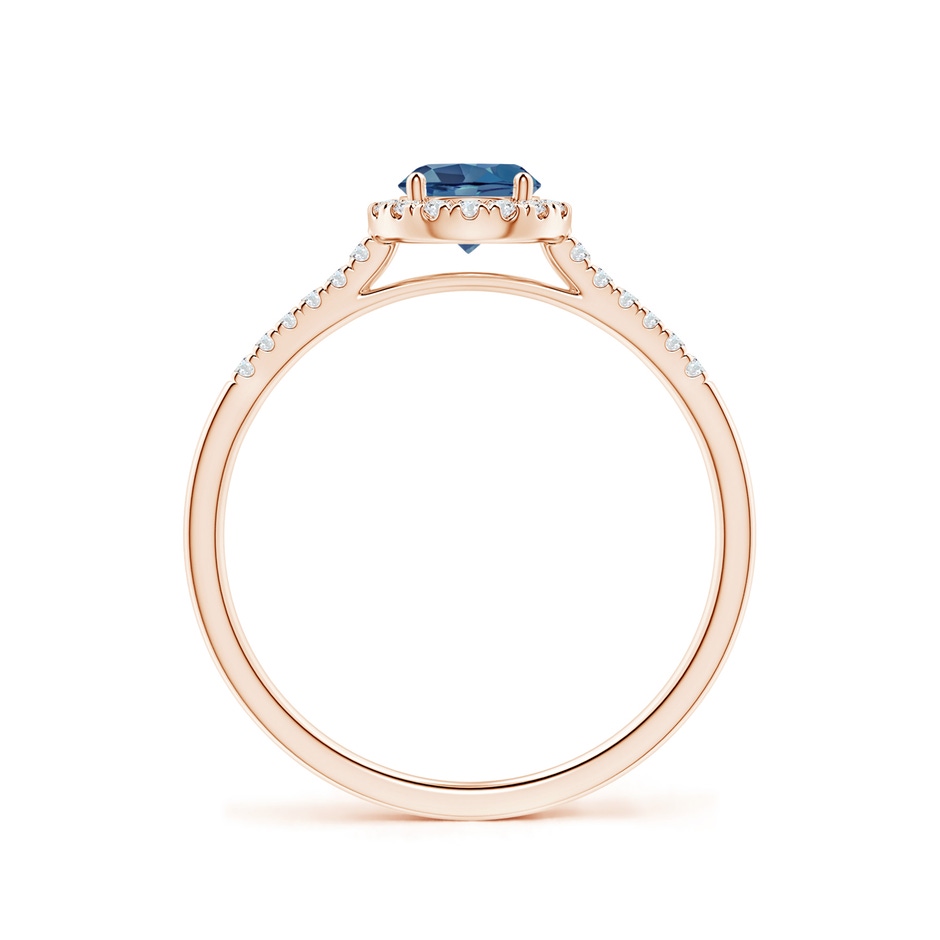 5mm A Round London Blue Topaz Halo Ring with Diamond Accents in Rose Gold side-1