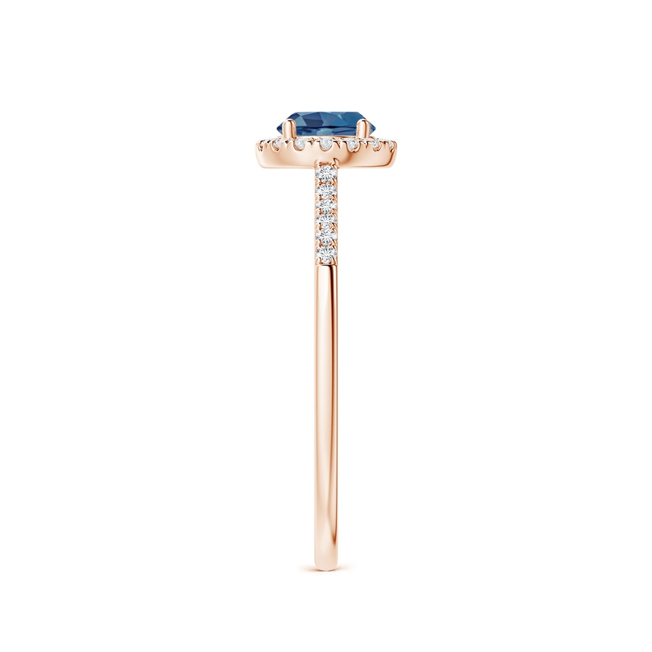 5mm A Round London Blue Topaz Halo Ring with Diamond Accents in Rose Gold side-2