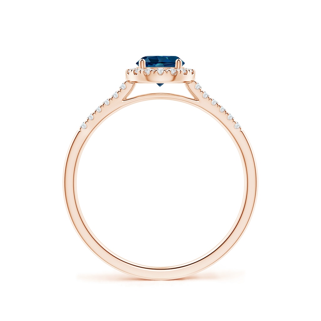 5mm AAAA Round London Blue Topaz Halo Ring with Diamond Accents in Rose Gold - side_1