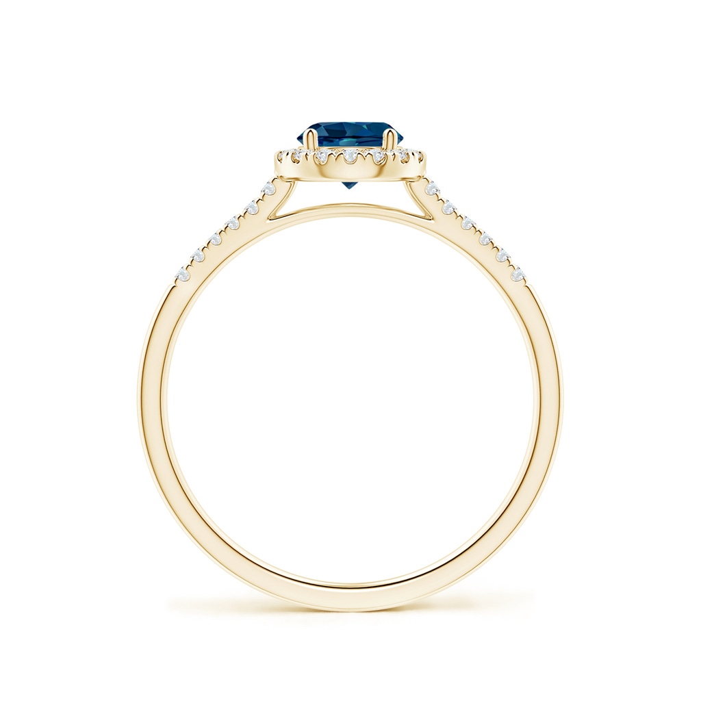 5mm AAAA Round London Blue Topaz Halo Ring with Diamond Accents in Yellow Gold - side_1
