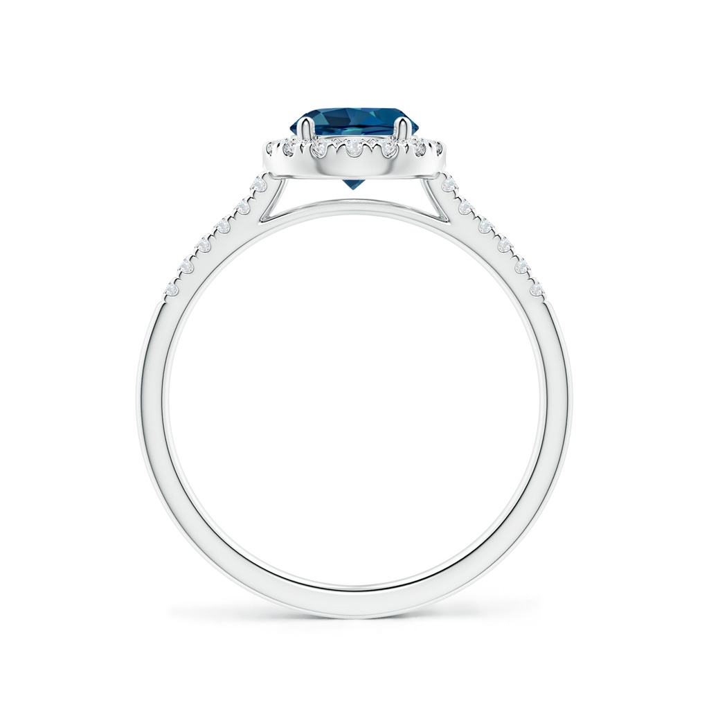 6mm AAA Round London Blue Topaz Halo Ring with Diamond Accents in White Gold Side-1