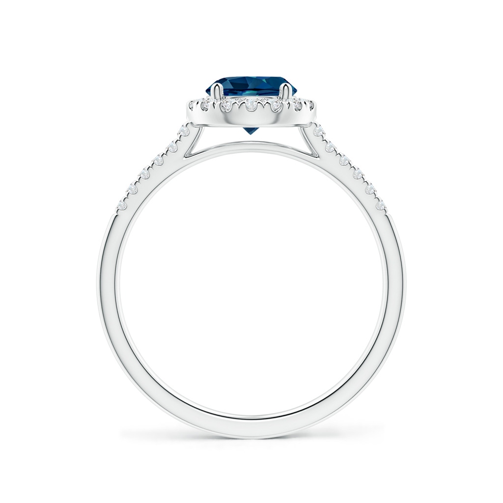 6mm AAAA Round London Blue Topaz Halo Ring with Diamond Accents in P950 Platinum Side-1