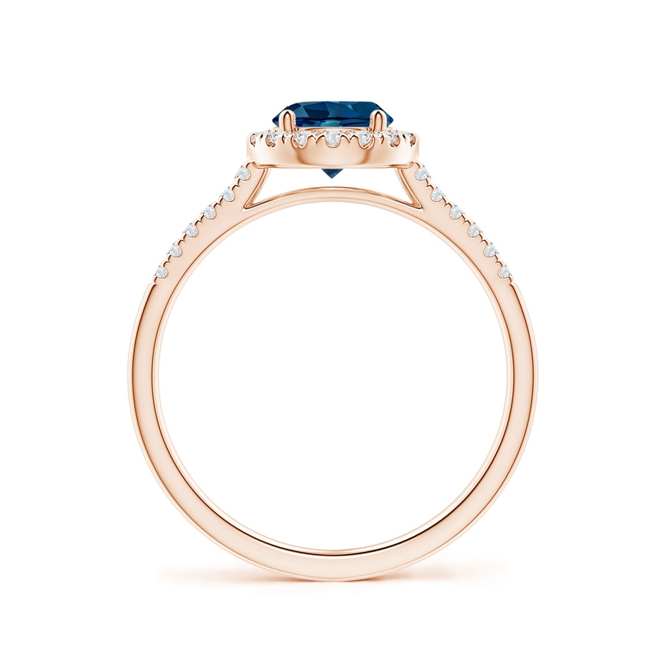 6mm AAAA Round London Blue Topaz Halo Ring with Diamond Accents in Rose Gold side-1