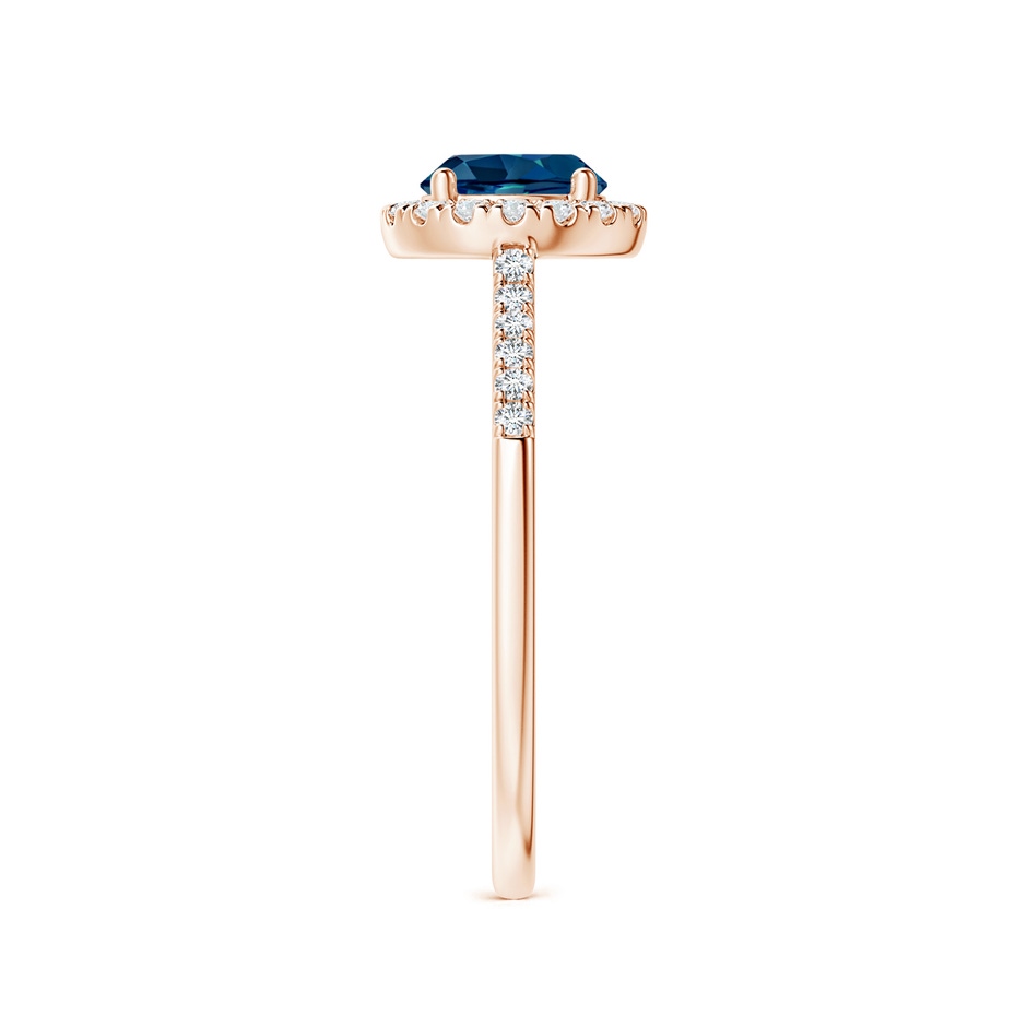 6mm AAAA Round London Blue Topaz Halo Ring with Diamond Accents in Rose Gold side-2