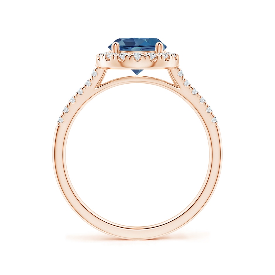 7mm A Round London Blue Topaz Halo Ring with Diamond Accents in Rose Gold side-1