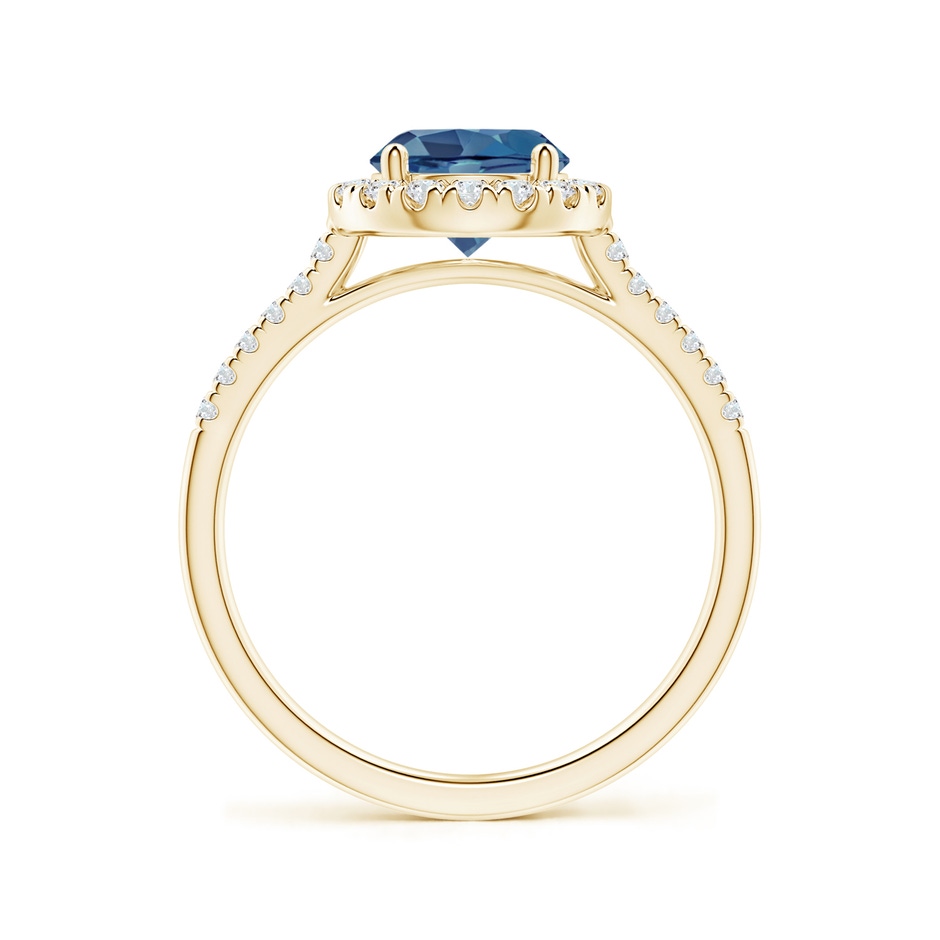 7mm A Round London Blue Topaz Halo Ring with Diamond Accents in Yellow Gold side-1