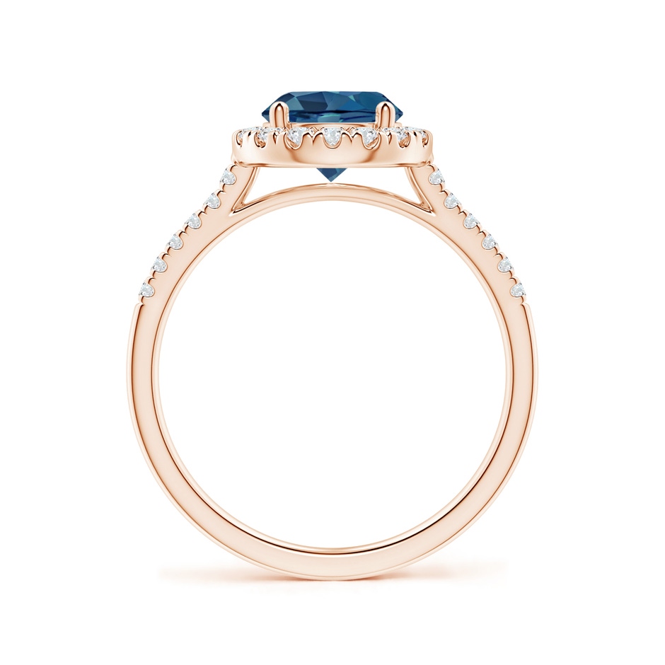 7mm AA Round London Blue Topaz Halo Ring with Diamond Accents in Rose Gold side-1