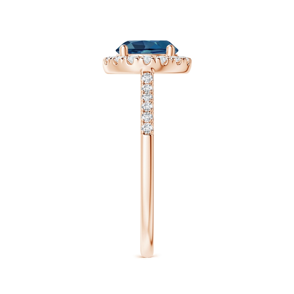 7mm AA Round London Blue Topaz Halo Ring with Diamond Accents in Rose Gold side-2