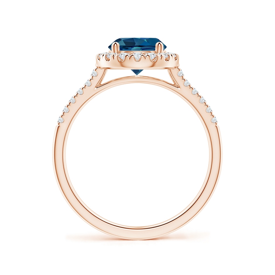 7mm AAA Round London Blue Topaz Halo Ring with Diamond Accents in Rose Gold side-1