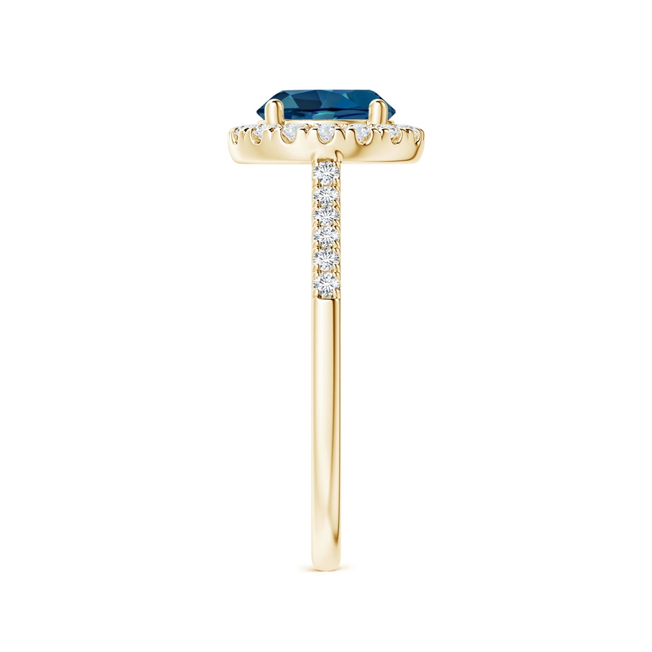7mm AAA Round London Blue Topaz Halo Ring with Diamond Accents in Yellow Gold side-2
