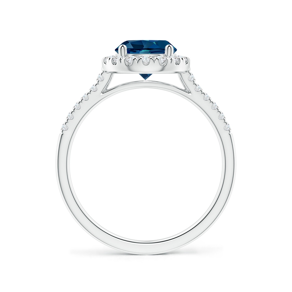 7mm AAAA Round London Blue Topaz Halo Ring with Diamond Accents in P950 Platinum side-1