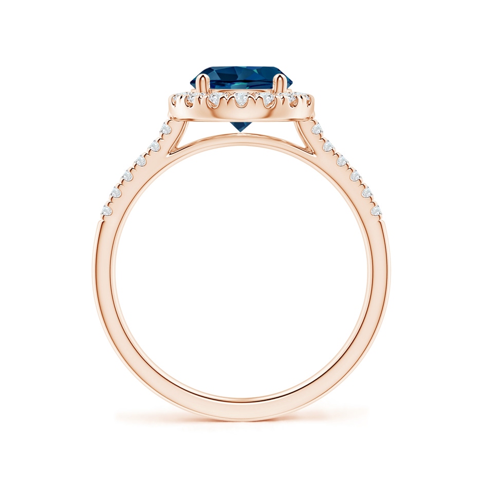 7mm AAAA Round London Blue Topaz Halo Ring with Diamond Accents in Rose Gold side-1
