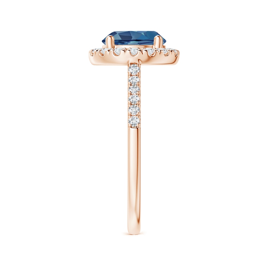 8mm A Round London Blue Topaz Halo Ring with Diamond Accents in Rose Gold side-2