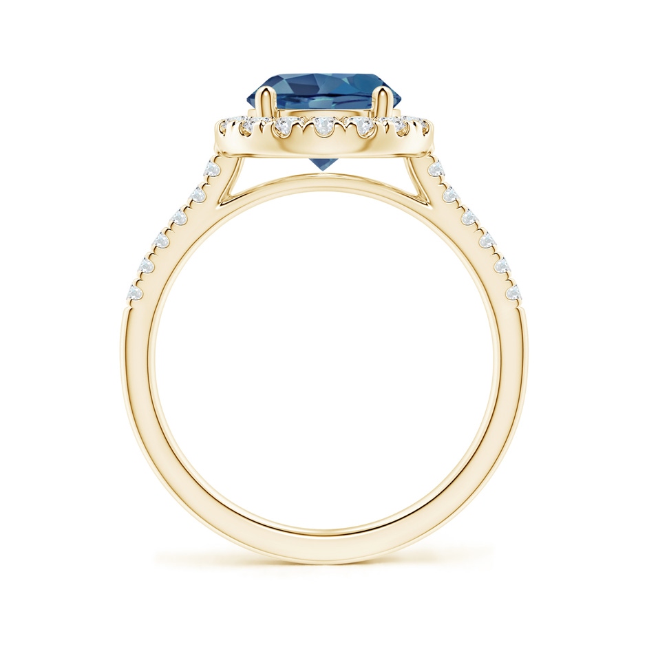 8mm A Round London Blue Topaz Halo Ring with Diamond Accents in Yellow Gold side-1