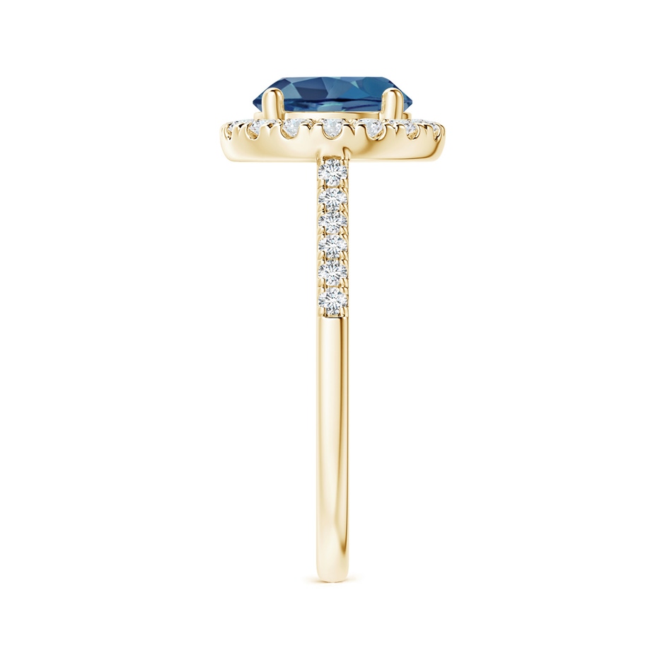 8mm A Round London Blue Topaz Halo Ring with Diamond Accents in Yellow Gold side-2