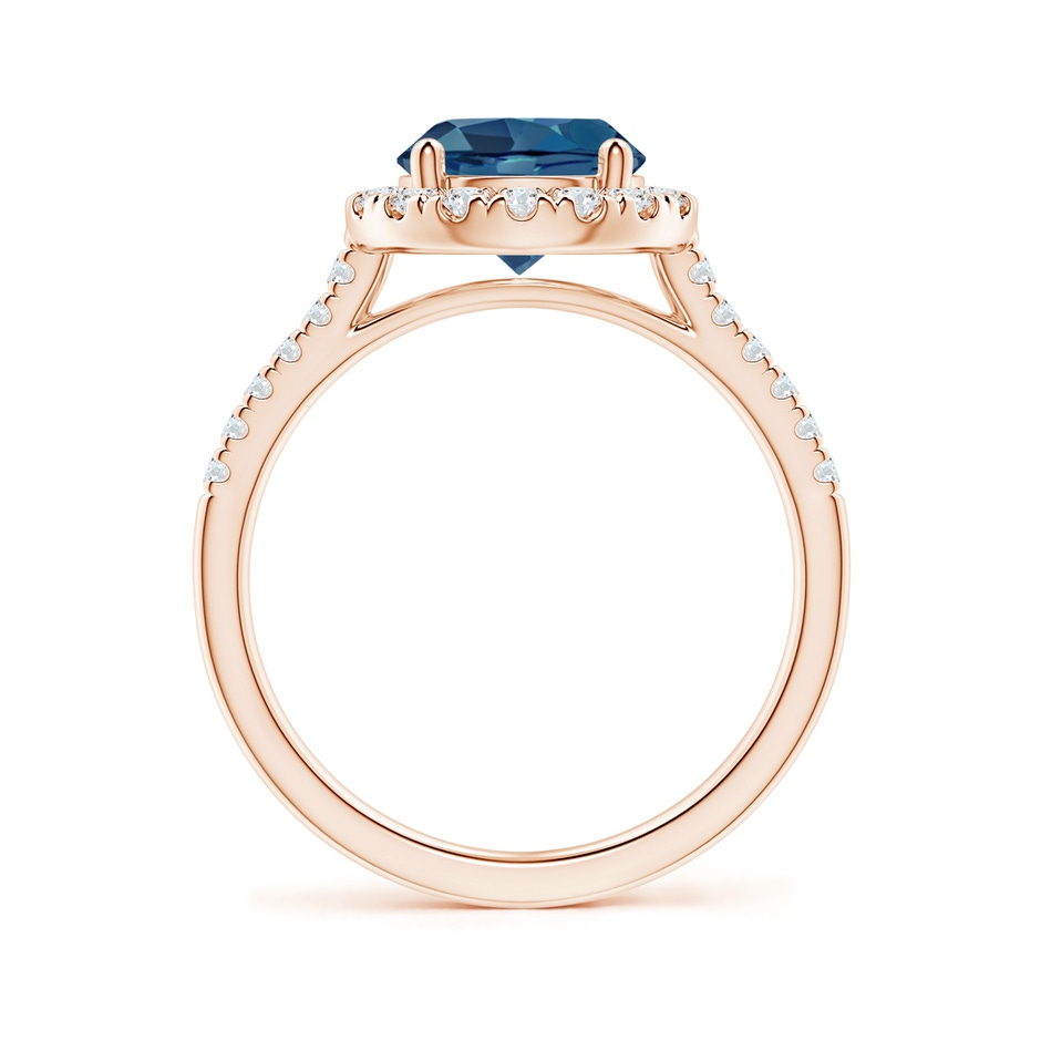 8mm AA Round London Blue Topaz Halo Ring with Diamond Accents in Rose Gold side-1