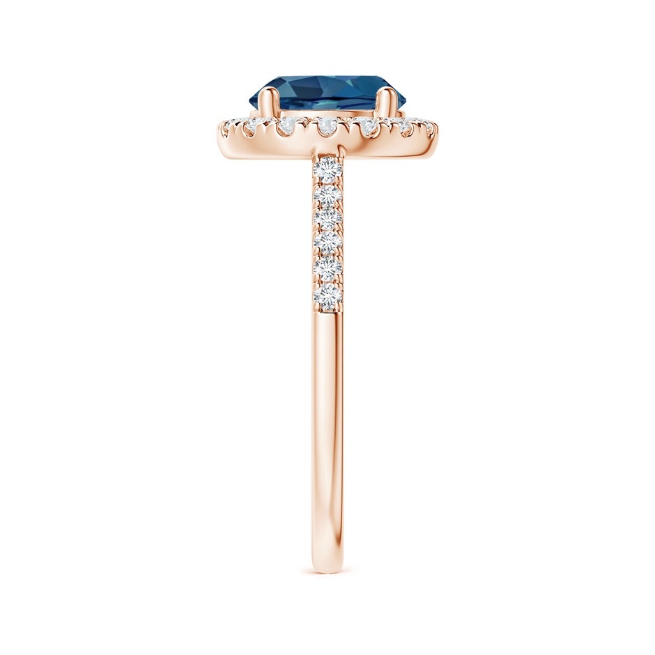 8mm AA Round London Blue Topaz Halo Ring with Diamond Accents in Rose Gold side-2