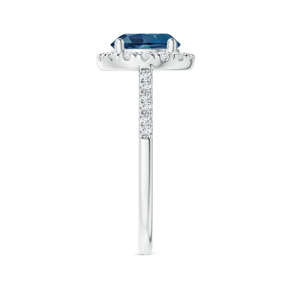 8mm AA Round London Blue Topaz Halo Ring with Diamond Accents in White Gold side-2