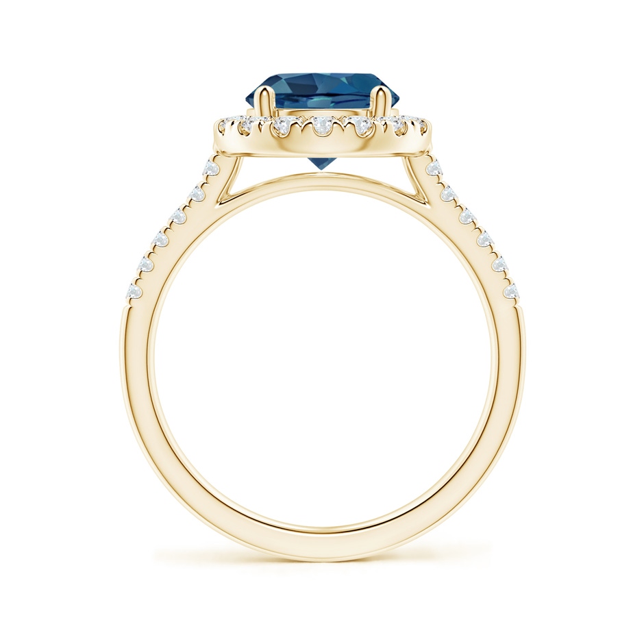8mm AA Round London Blue Topaz Halo Ring with Diamond Accents in Yellow Gold side-1