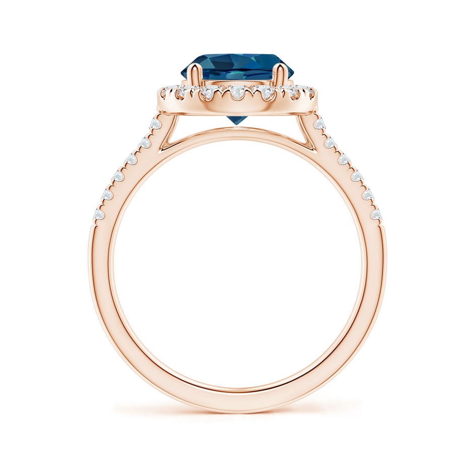 8mm AAA Round London Blue Topaz Halo Ring with Diamond Accents in Rose Gold side-1