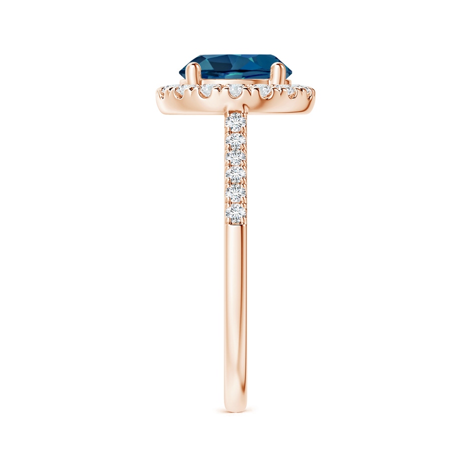 8mm AAA Round London Blue Topaz Halo Ring with Diamond Accents in Rose Gold side-2