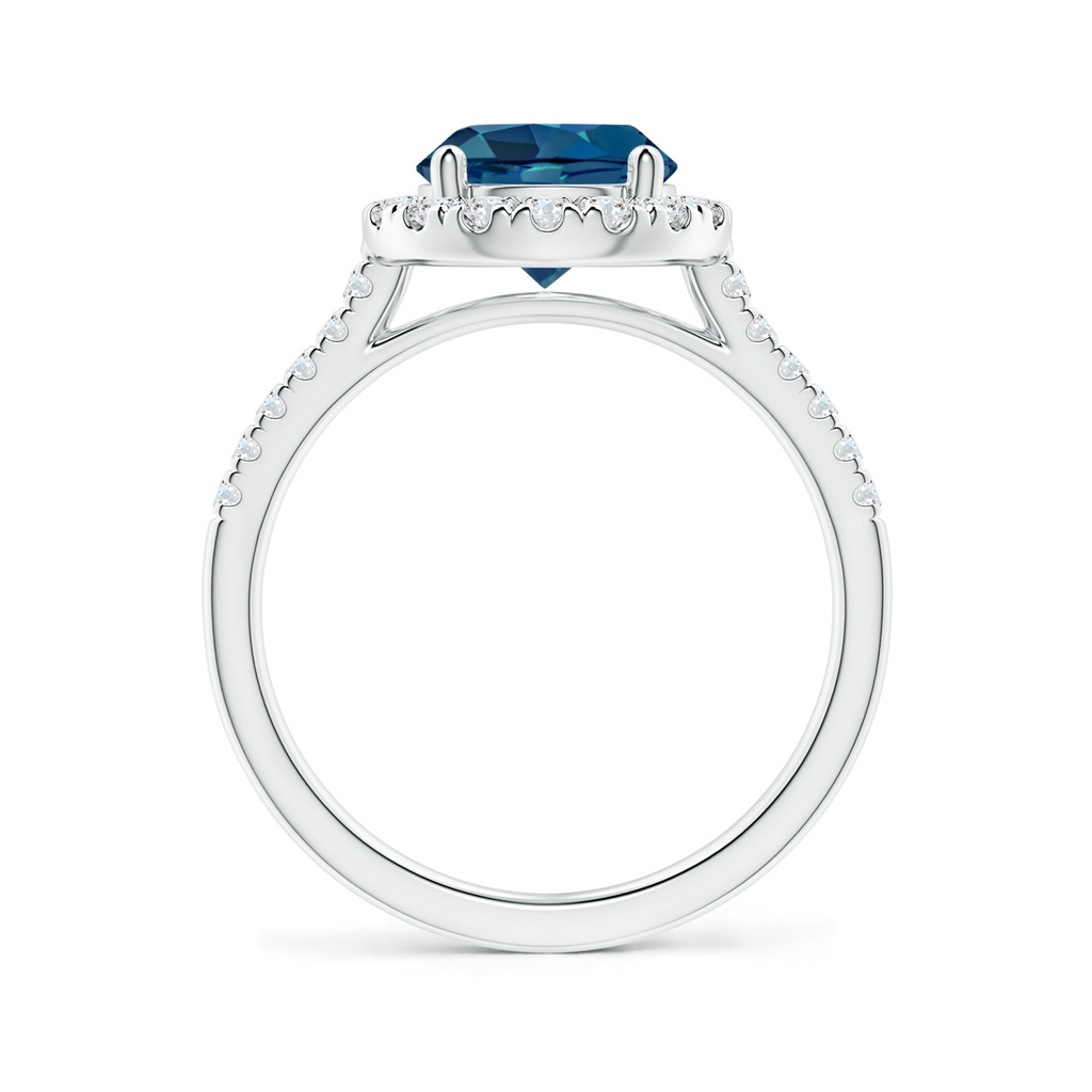 8mm AAA Round London Blue Topaz Halo Ring with Diamond Accents in White Gold Side-1