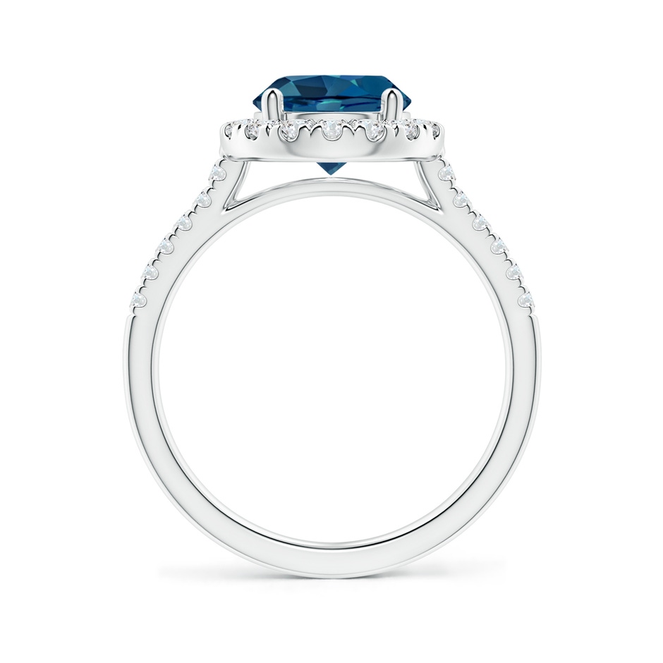 8mm AAA Round London Blue Topaz Halo Ring with Diamond Accents in White Gold side-1