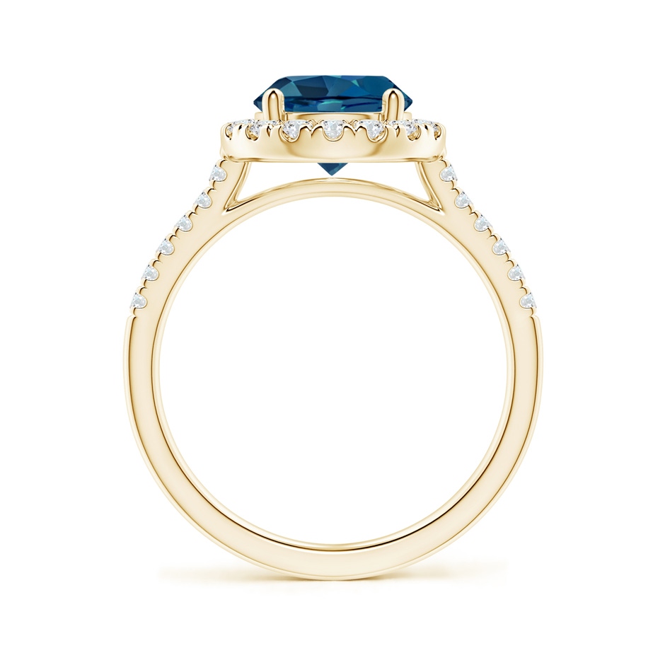 8mm AAA Round London Blue Topaz Halo Ring with Diamond Accents in Yellow Gold side-1