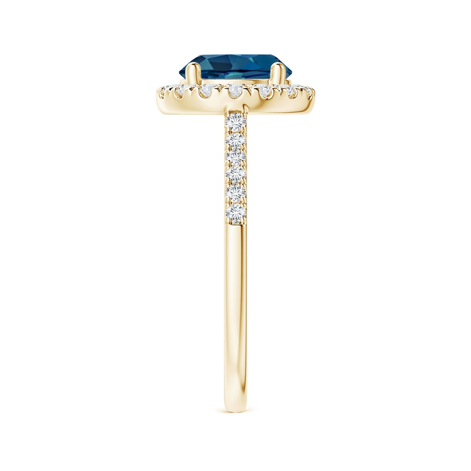 8mm AAA Round London Blue Topaz Halo Ring with Diamond Accents in Yellow Gold side-2