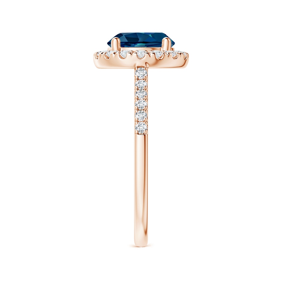 8mm AAAA Round London Blue Topaz Halo Ring with Diamond Accents in Rose Gold side-2