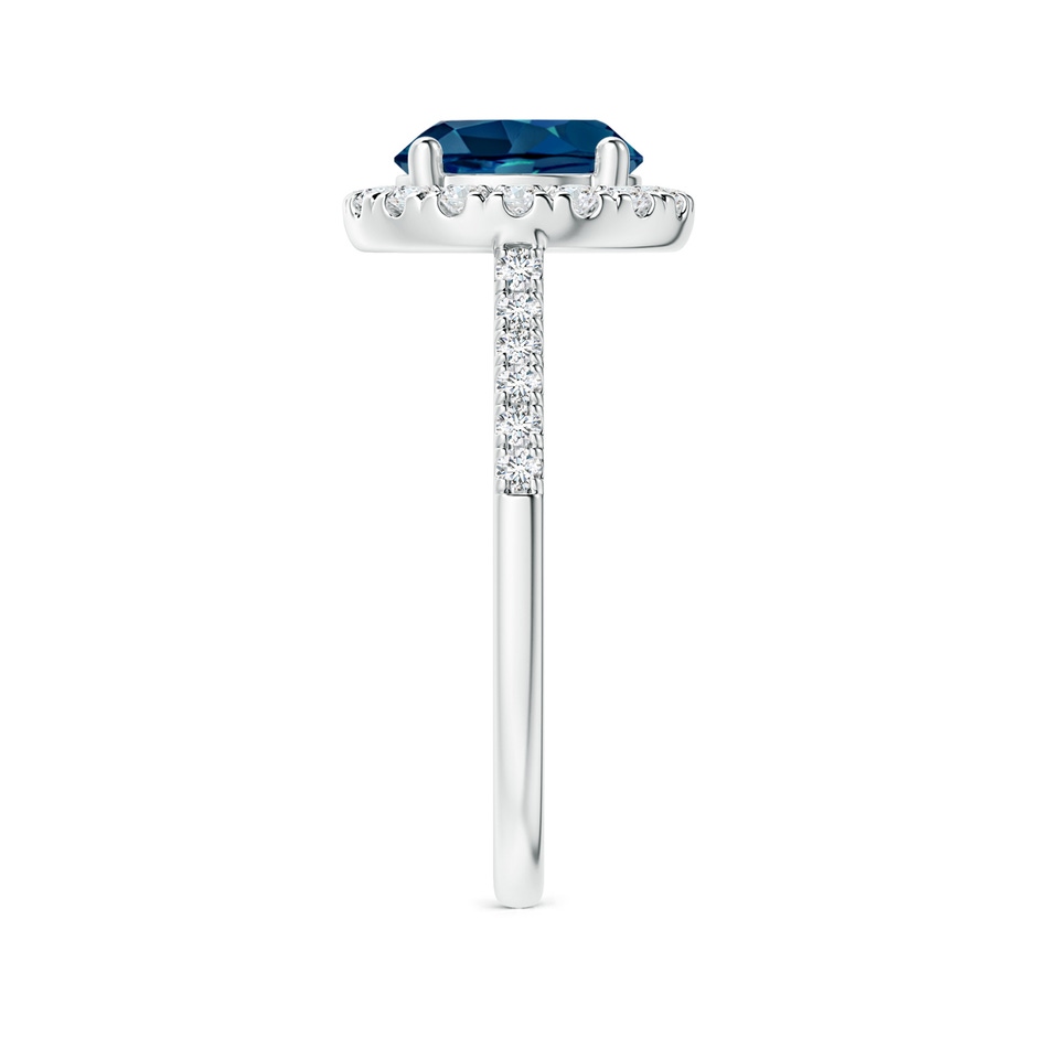 8mm AAAA Round London Blue Topaz Halo Ring with Diamond Accents in White Gold side-2