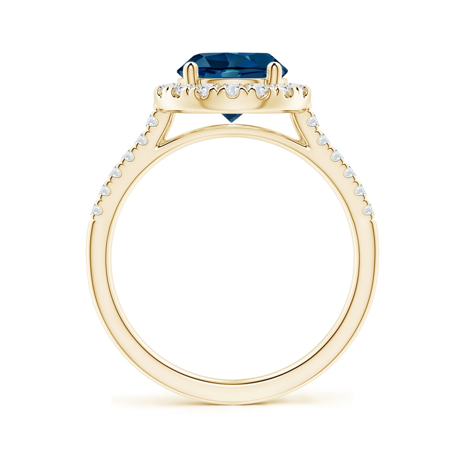 8mm AAAA Round London Blue Topaz Halo Ring with Diamond Accents in Yellow Gold side-1