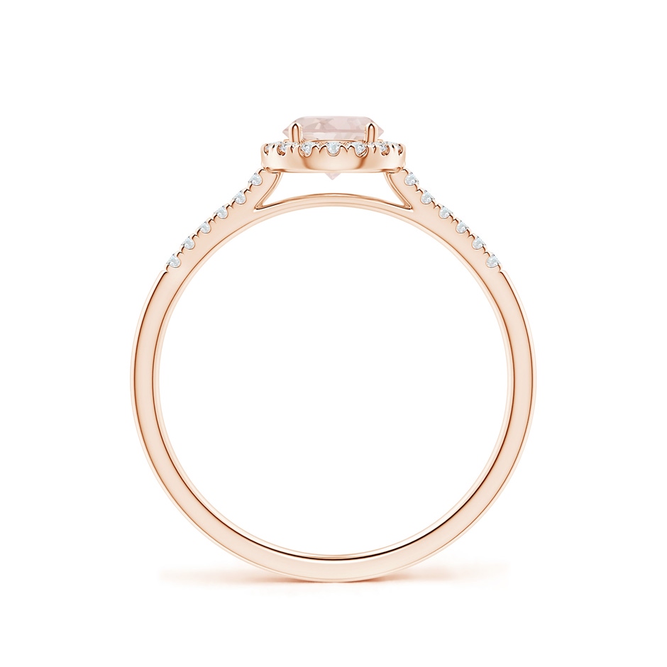 5mm A Round Morganite Halo Ring with Diamond Accents in 9K Rose Gold side-1