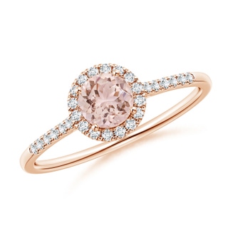 5mm AAA Round Morganite Halo Ring with Diamond Accents in Rose Gold