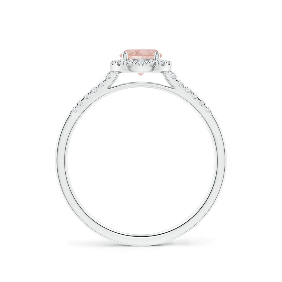 5mm AAAA Round Morganite Halo Ring with Diamond Accents in P950 Platinum side-1