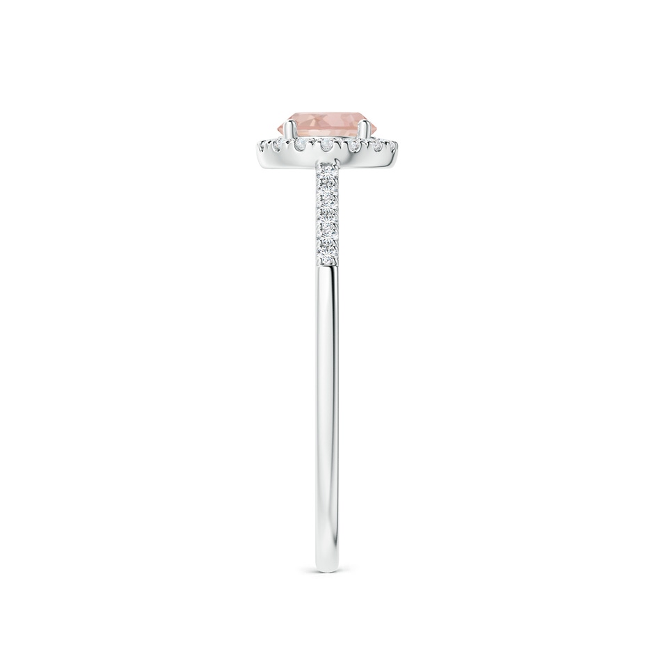5mm AAAA Round Morganite Halo Ring with Diamond Accents in P950 Platinum side-2