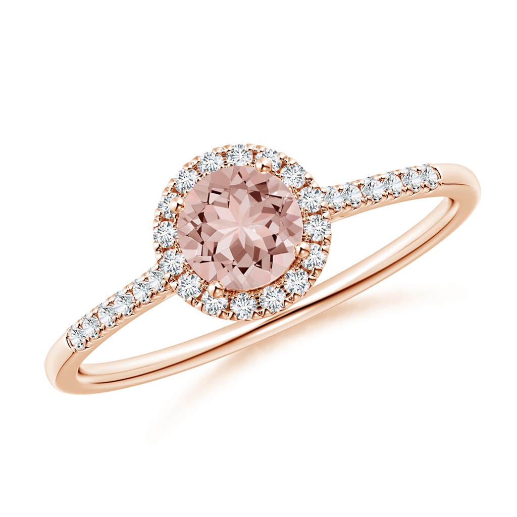5mm AAAA Round Morganite Halo Ring with Diamond Accents in Rose Gold