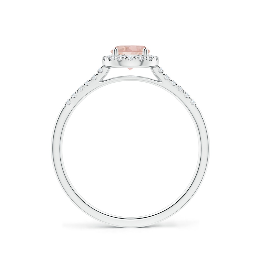 5mm AAAA Round Morganite Halo Ring with Diamond Accents in White Gold Side-1