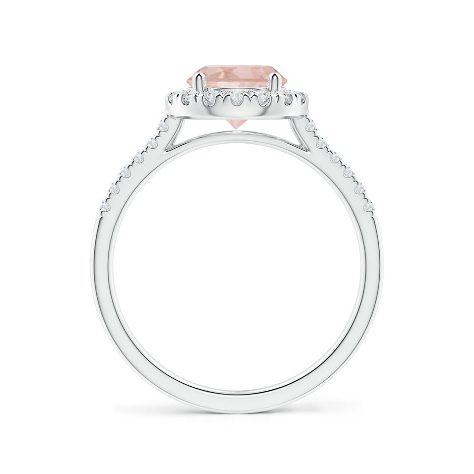 7mm AAAA Round Morganite Halo Ring with Diamond Accents in P950 Platinum side-1
