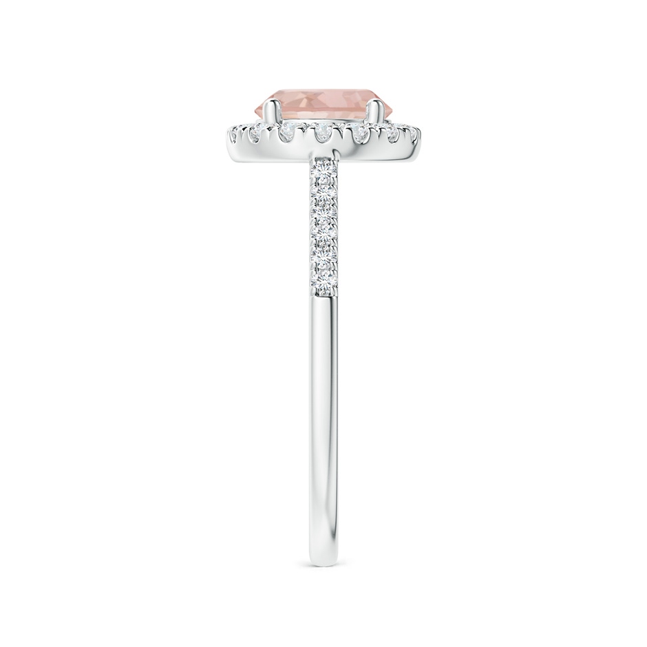 7mm AAAA Round Morganite Halo Ring with Diamond Accents in P950 Platinum side-2