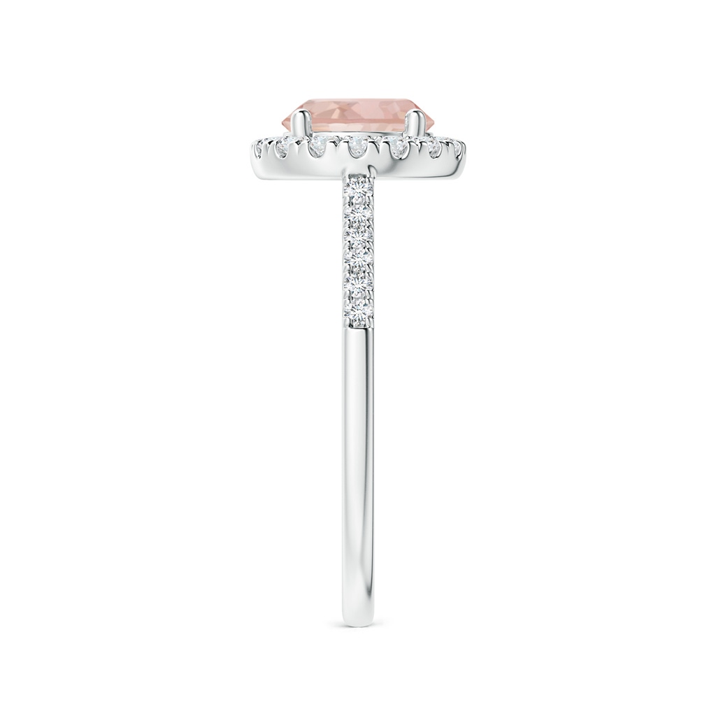 7mm AAAA Round Morganite Halo Ring with Diamond Accents in White Gold Side-2