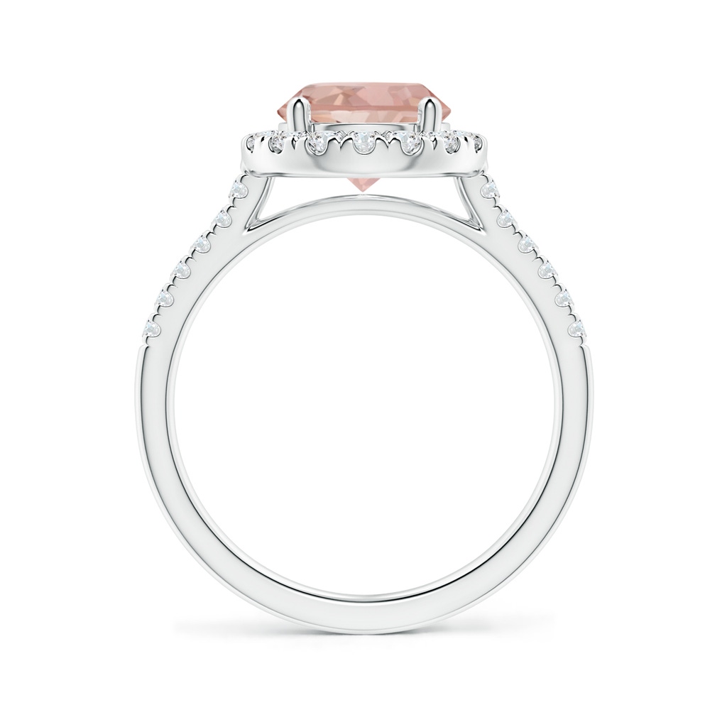 8mm AAAA Round Morganite Halo Ring with Diamond Accents in White Gold Side-1