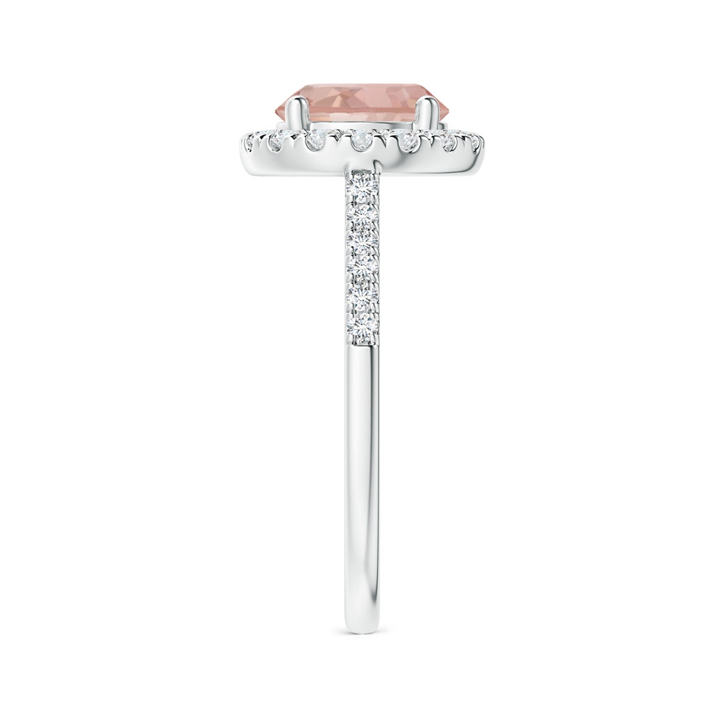 8mm AAAA Round Morganite Halo Ring with Diamond Accents in White Gold Side-2