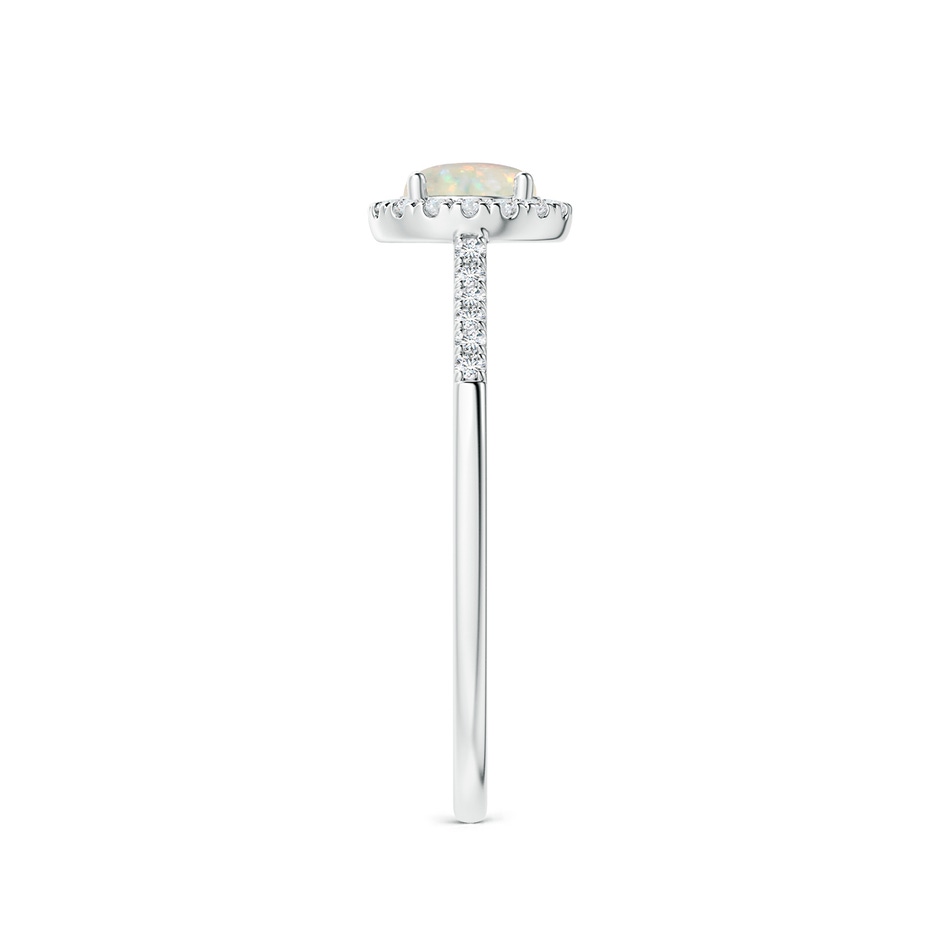 5mm AAA Round Opal Halo Ring with Diamond Accents in White Gold side-2