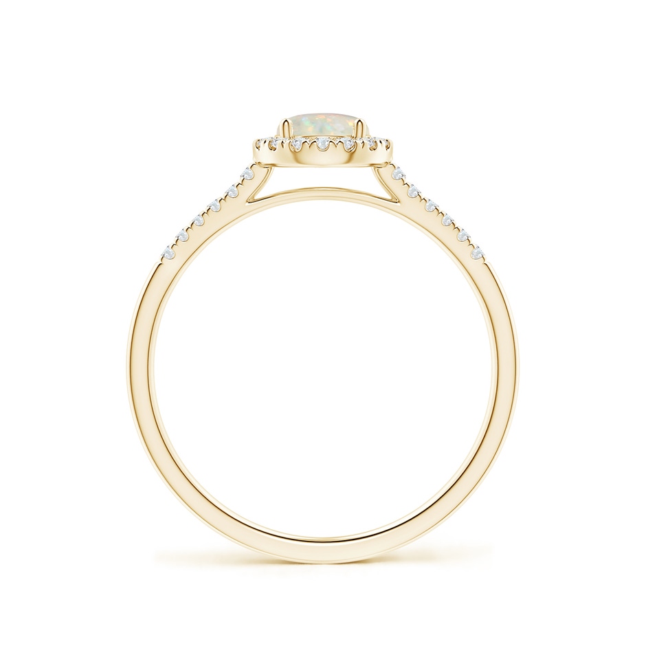 5mm AAA Round Opal Halo Ring with Diamond Accents in Yellow Gold side-1