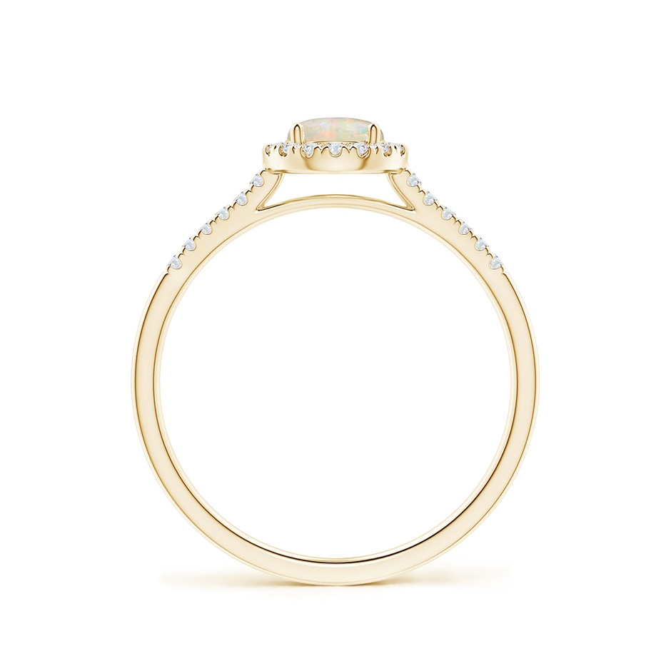 5mm AAAA Round Opal Halo Ring with Diamond Accents in Yellow Gold side-1