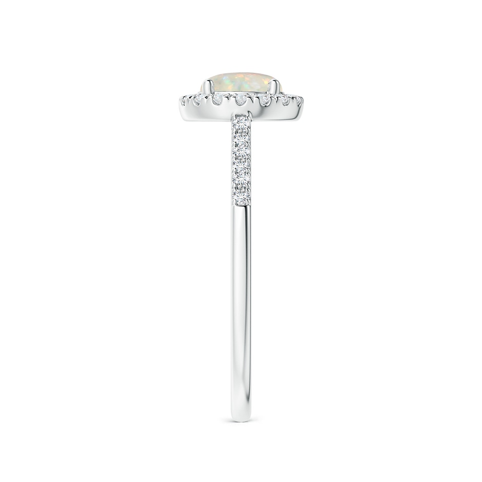6mm AAA Round Opal Halo Ring with Diamond Accents in White Gold side-2