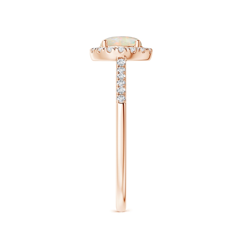 6mm AAAA Round Opal Halo Ring with Diamond Accents in Rose Gold Side-2